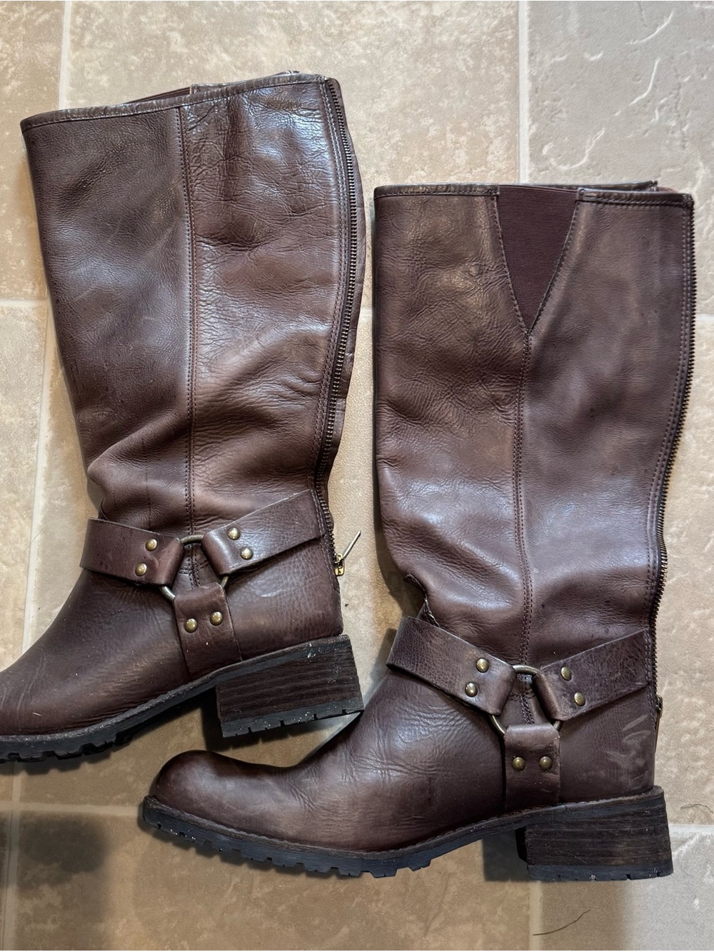 LL Bean womens Brown Leather Mid-Calf Riding Boots